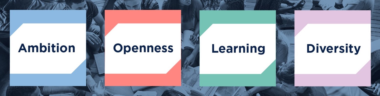 OfS values - ambition, openness, learning and diversity